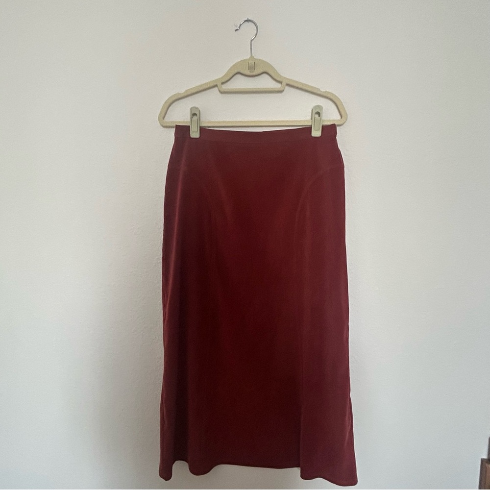 Vintage Notations Deep Red Midi Skirt Size Large